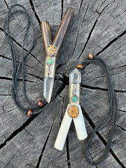 Shipibo Kuripe necklace w/ Metal, Aya & Quartz