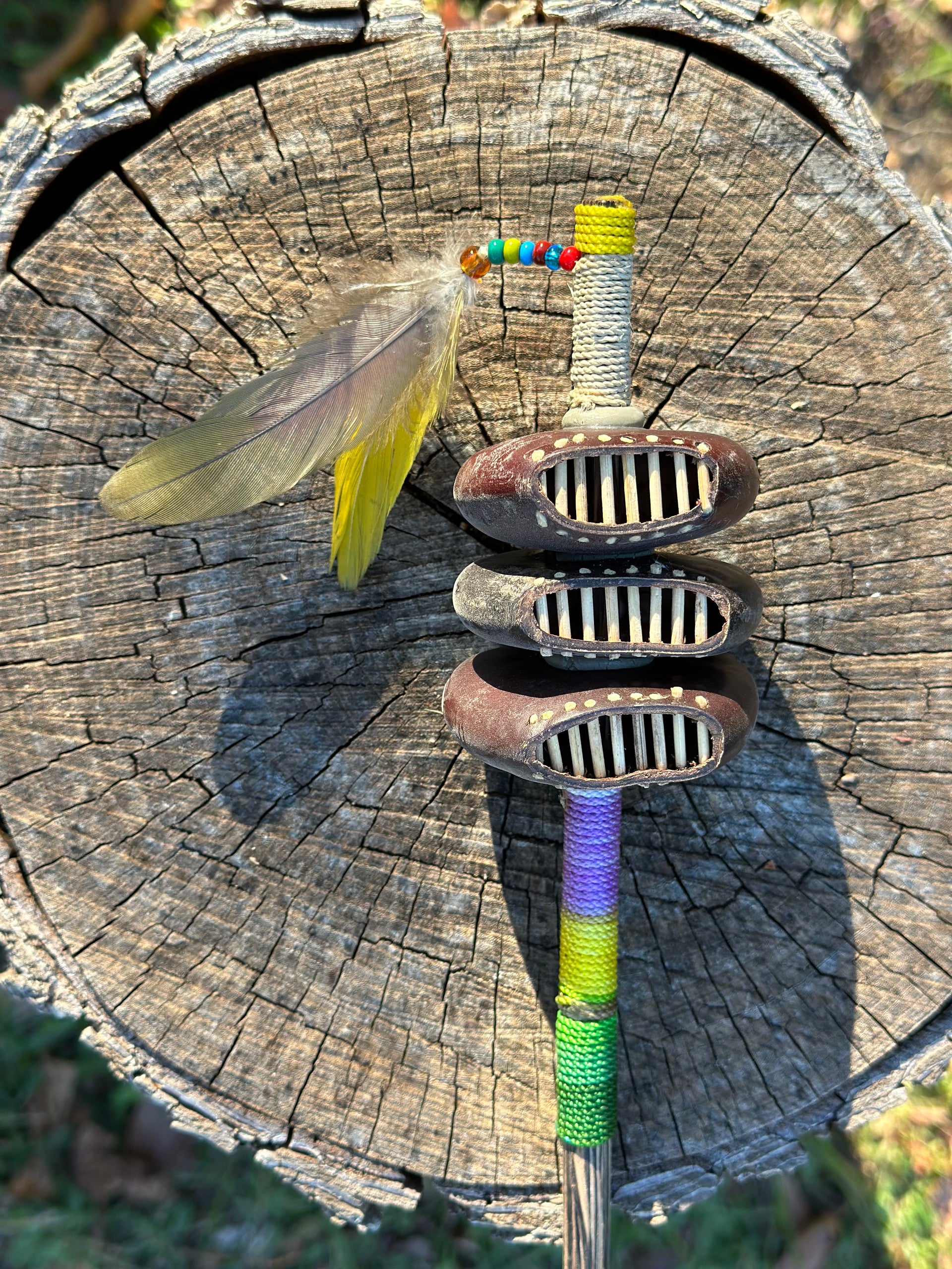 Colombian Windowed Entada Seed Shamans Rattle