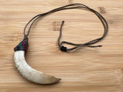 Macrame Boars tooth necklace for Protection & Strength
